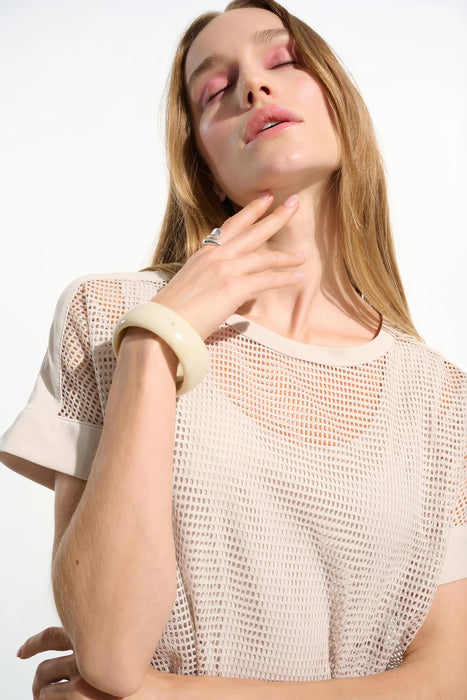 Joseph Ribkoff Crew Neck Short Sleeve Mesh Top 261642