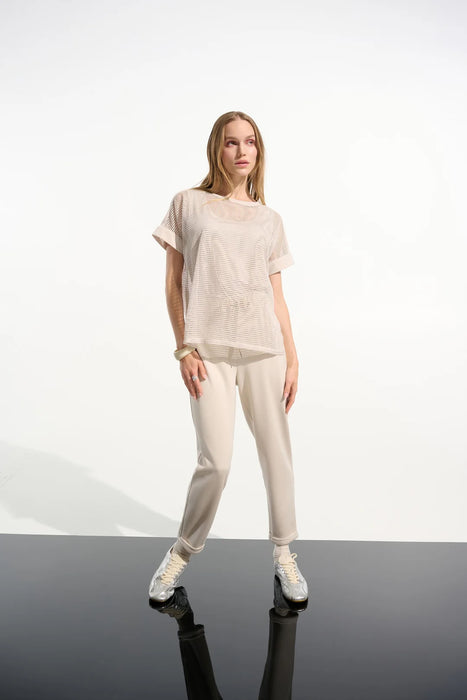 Joseph Ribkoff Crew Neck Short Sleeve Mesh Top 261642