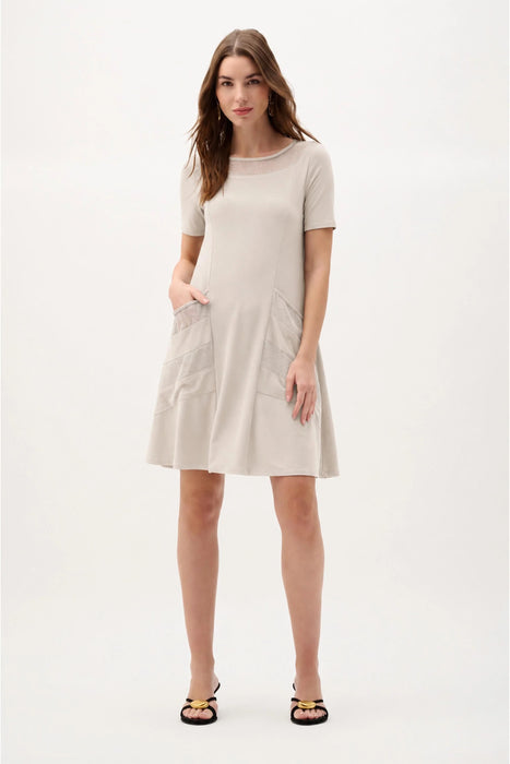 Joseph Ribkoff Mesh Insert Short Sleeves A-Line Dress 262141