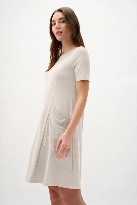 Joseph Ribkoff Mesh Insert Short Sleeves A-Line Dress 262141