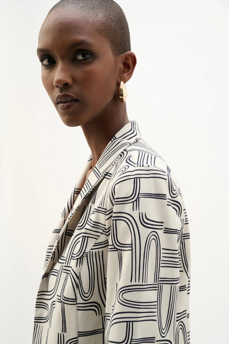 Joseph Ribkoff Moonstone/Midnight Blue Geometric Blazer Jacket 262047