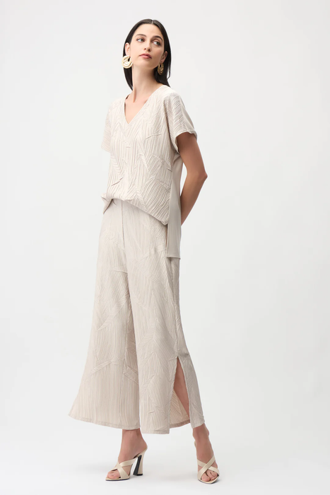 Joseph Ribkoff Pleated Satin Side Slit Culotte Pants 261161