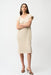 Woman wearing Joseph Ribkoff ribbed knit midi dress for summer outfit