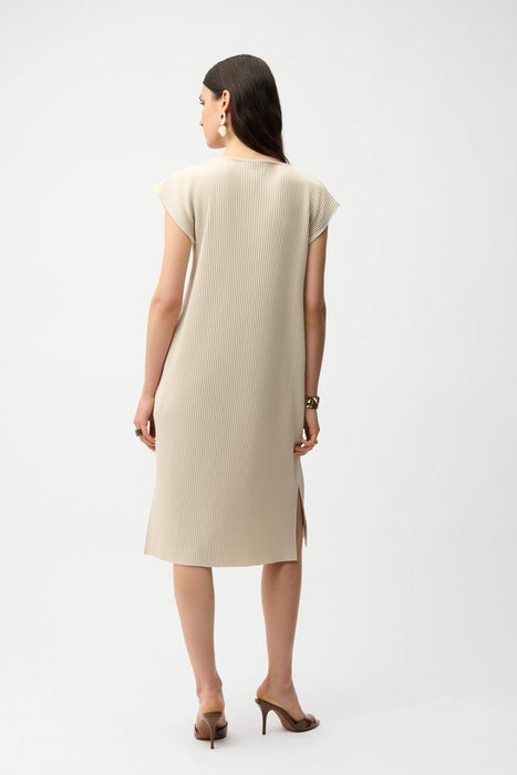 Joseph Ribkoff Pleated V-Neck Midi Shift Dress 261252