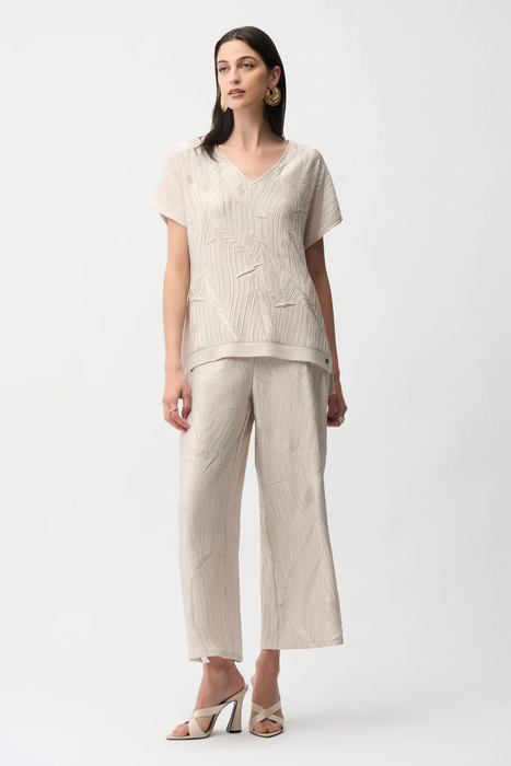 Joseph Ribkoff Pleated Satin V-Neck Boxy Top 261160