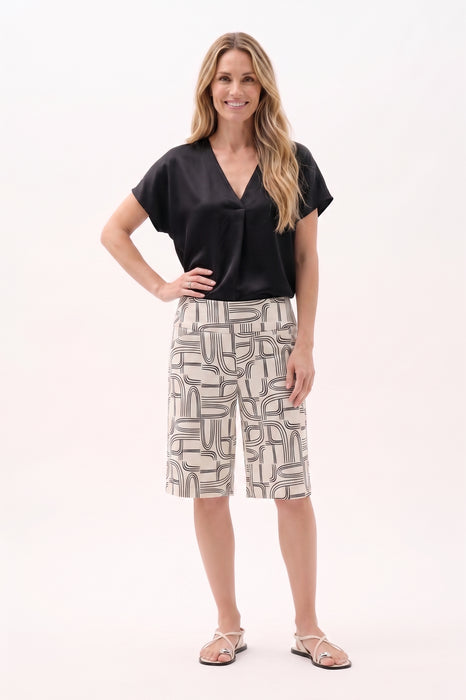 Joseph Ribkoff Printed High Waist Pull On Bermuda Shorts 262228