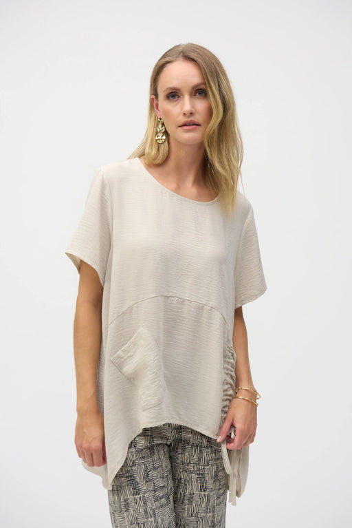 Joseph Ribkoff Style 252071 Moonstone Ruched Boxy Gauze Top