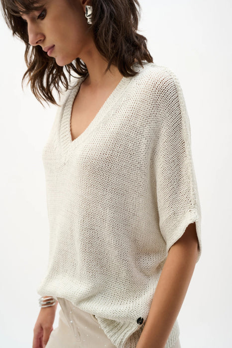 Joseph Ribkoff V-Neck Sweater Knit Relaxed Top 262925