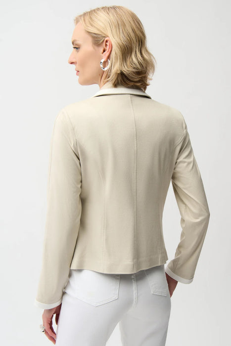 Joseph Ribkoff Moonstone/Vanilla Contrast Trim Blazer Jacket 261912
