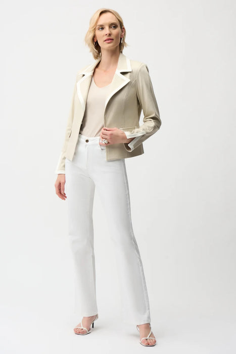 Joseph Ribkoff Moonstone/Vanilla Contrast Trim Blazer Jacket 261912