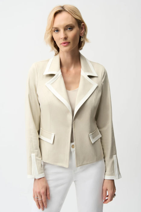 Joseph Ribkoff Moonstone/Vanilla Contrast Trim Blazer Jacket 261912