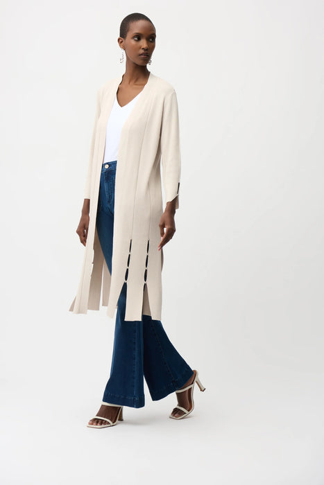 Joseph Ribkoff  Moonstone Beaded Fringe Long Cardigan 261924