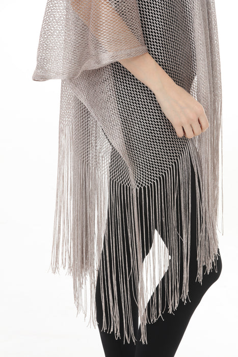 Joseph Ribkoff Woven Fringe Open Stitch Draped Cover-Up 262973