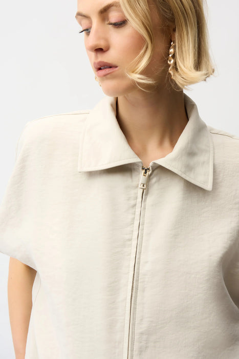 Joseph Ribkoff Moonstone Woven Front Zip Boxy Jacket 261237