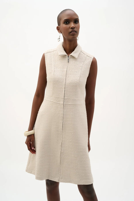 Joseph Ribkoff Moonstone Zip Front Bouclé A-Line Dress 262221