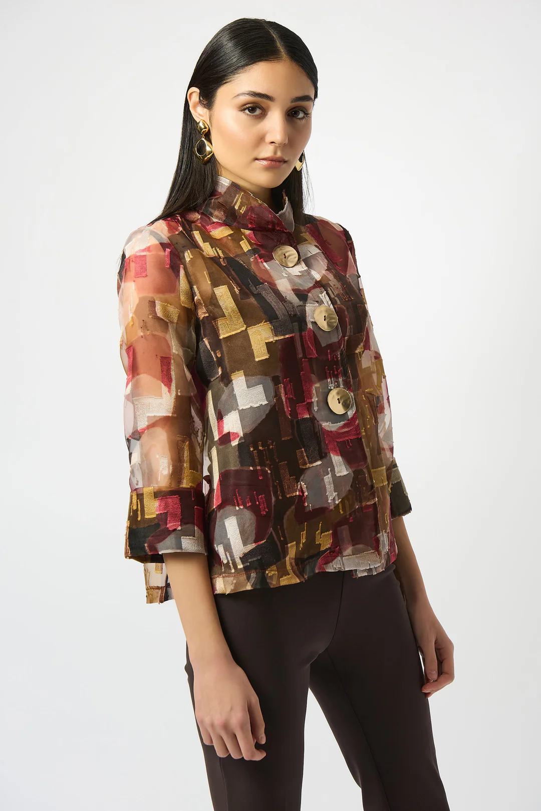 Joseph Ribkoff Multi Abstract Print 2-Piece Button Front Jacket 253163 ...