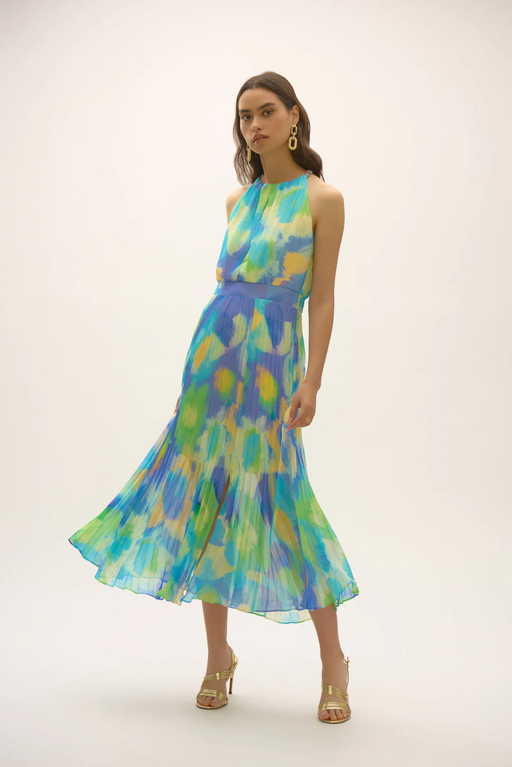 Joseph Ribkoff 252711 Multi Abstract Print Chiffon Fit And Flare Dress