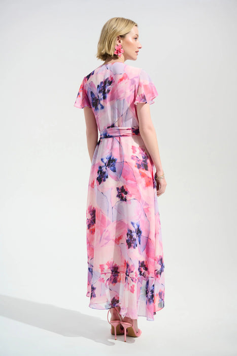 Joseph Ribkoff Printed Chiffon High Low Wrap Dress 261739