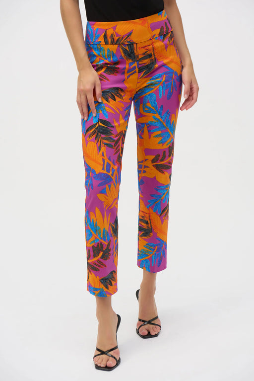 Joseph Ribkoff Style 252231 Multi Tropical Print Straight Ankle Pants