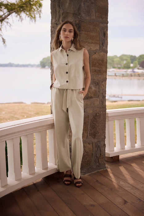 Joseph Ribkoff Natural Linen Woven Pull-On Wide Leg Pants 262040