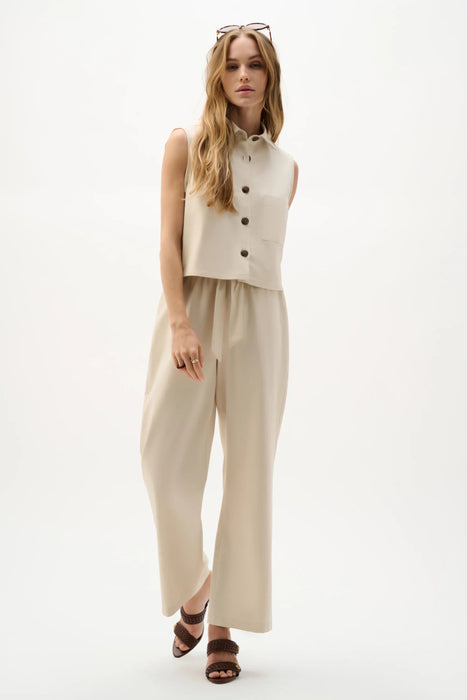 Joseph Ribkoff Natural Linen Woven Pull-On Wide Leg Pants 262040