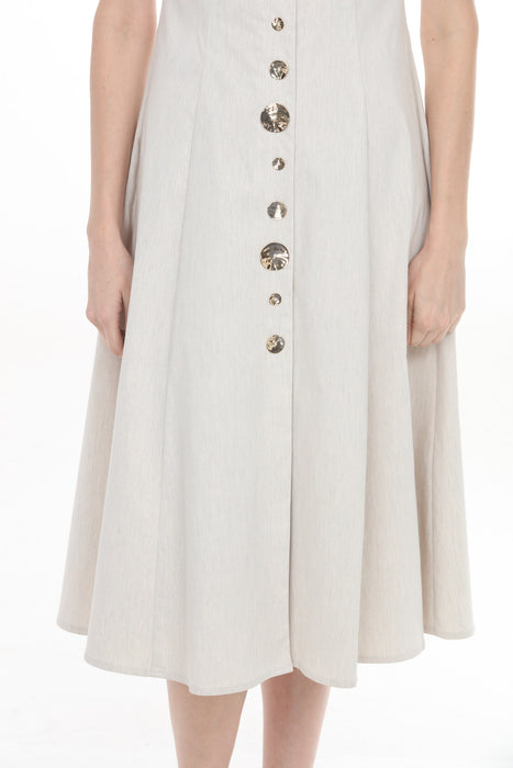 Joseph Ribkoff Natural Button Front Midi Fit and Flare Dress 262129