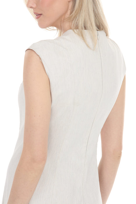 Joseph Ribkoff Natural Button Front Midi Fit and Flare Dress 262129