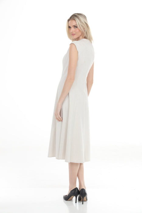 Joseph Ribkoff Natural Button Front Midi Fit and Flare Dress 262129