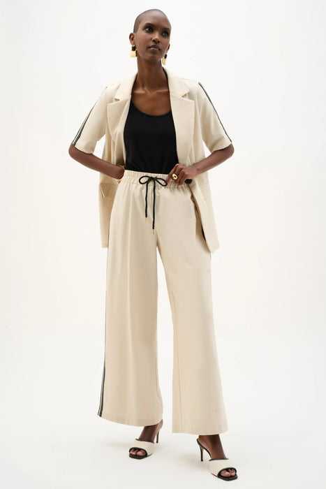 Joseph Ribkoff Natural Side Stripe Linen Wide Leg Pants 262099