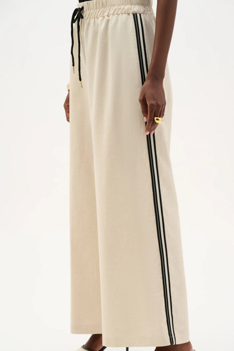 Joseph Ribkoff Natural Side Stripe Linen Wide Leg Pants 262099