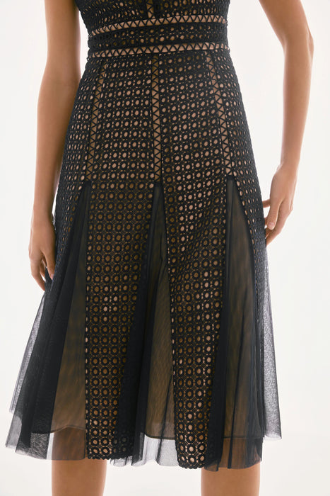 Joseph Ribkoff Navy/Nude Guipure Lace Midi Fit And Flare Dress 251718