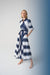 Joseph Ribkoff 261936 Navy/White Stripe Print Belted Fit & Flare Shirt Dress