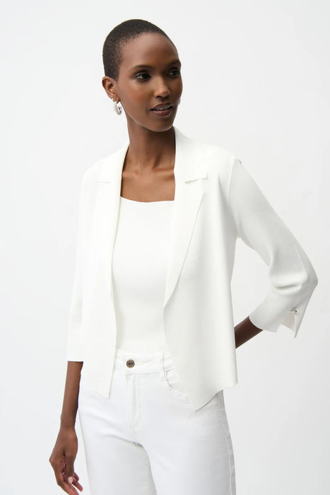 Joseph Ribkoff 261920 Vanilla Notched Collar Open Front 3/4 Sleeves Cardigan