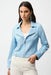 Joseph Ribkoff 261910 Sky Blue Notched Collar Zipped Front Long Sleeves Moto Jacket