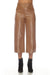 Joseph Ribkoff Style 233122 Nutmeg Faux Leather Front Slit Pull On Capri Pants