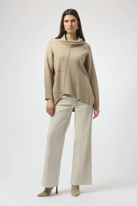 Joseph Ribkoff Cowl Neck Embellished Asymmetric Sweater Top 253913