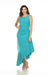 Joseph Ribkoff Style 231701 Ocean Blue Ruched Sleeveless Asymmetric Maxi Dress