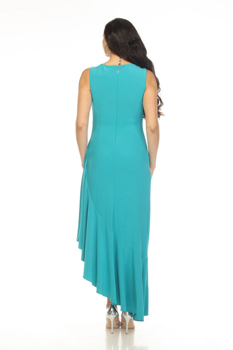 Joseph Ribkoff Ocean Blue Ruched Sleeveless Asymmetric Maxi Dress 231701