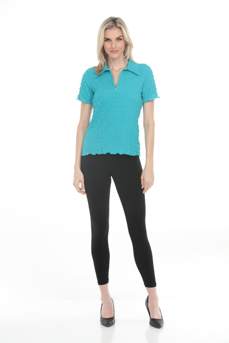 Joseph Ribkoff Oceanic Textured Knit Quarter Zip Top 261071