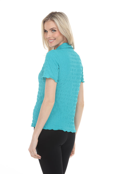 Joseph Ribkoff Oceanic Textured Knit Quarter Zip Top 261071