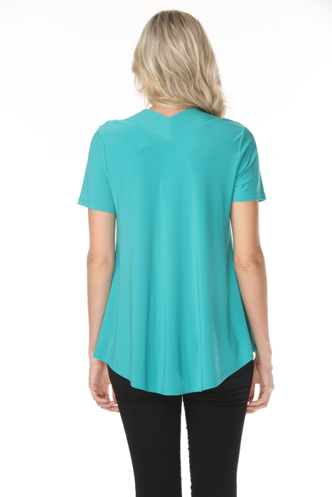 Joseph Ribkoff Oceanic V-Neck Short Sleeve Flared Top 251125S26