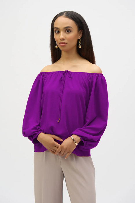 Joseph Ribkoff Off-Shoulder Eggshell Flared Top 252159