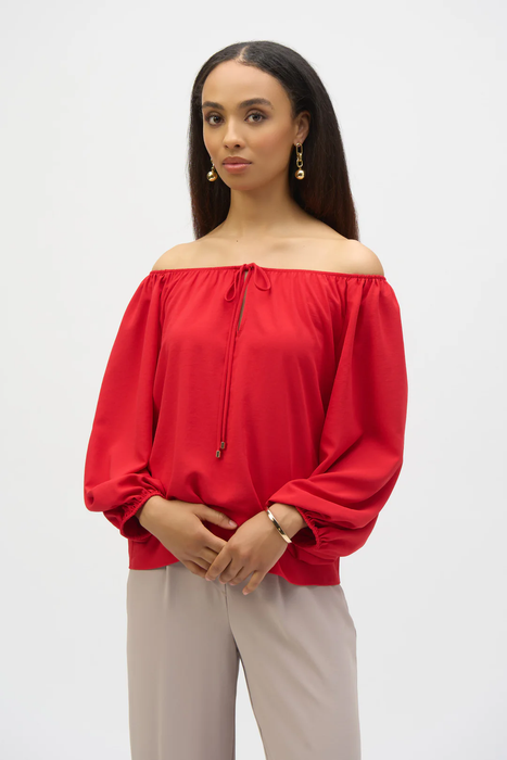 Joseph Ribkoff Off-Shoulder Eggshell Flared Top 252159