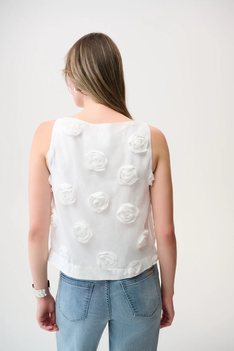 Joseph Ribkoff Off-White 3D Floral Boat Neck Sleeveless Top 261220