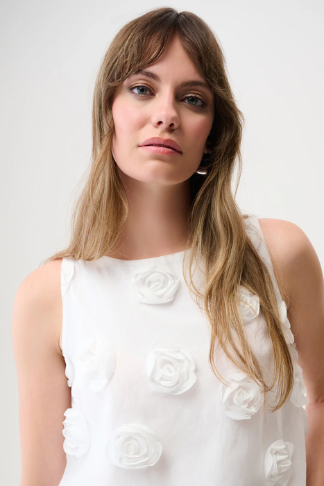 Joseph Ribkoff Off-White 3D Floral Boat Neck Sleeveless Top 261220