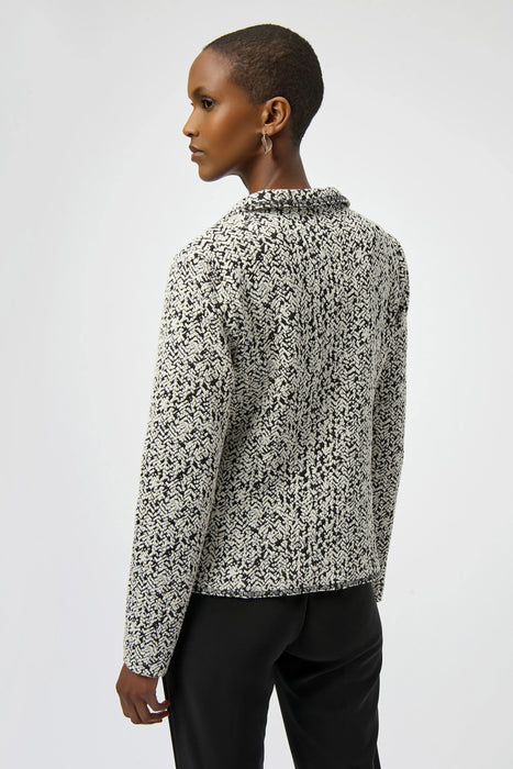 Joseph Ribkoff Off-White/Black Abstract Jacquard Blazer Jacket 254146