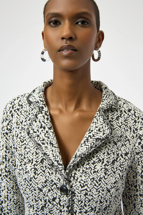 Joseph Ribkoff Off-White/Black Abstract Jacquard Blazer Jacket 254146