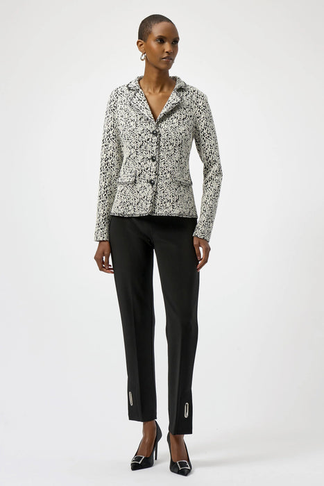 Joseph Ribkoff Off-White/Black Abstract Jacquard Blazer Jacket 254146