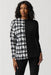 Joseph Ribkoff Style 234137 Off-White/Black Houndstooth Color Block Long Sleeve Top