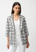 Joseph Ribkoff 261268 Off-White/Black Notched Collar Plaid Print Boxy Blazer